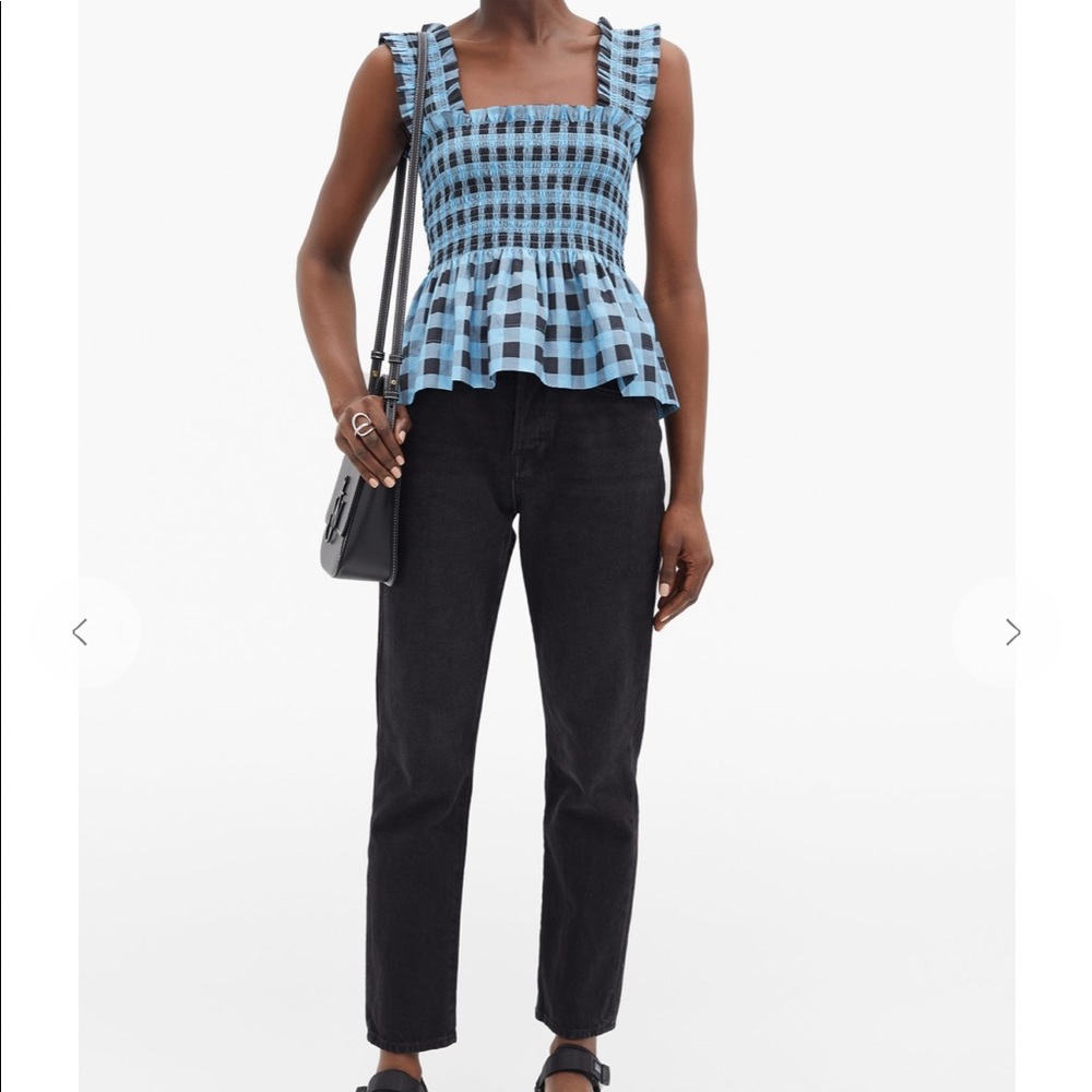 Ganni Cotton Silk Smock Top Sz 36 - Picture 2 of 10